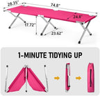 Portable Folding Camping Cot, Heavy Duty Sleeping Bed with Carrying Bag, 610D Oxford Cloth & Lightweight Aluminum Frame, 275lbs Load, Outdoor Cot for Adults, Travel, Hiking, Office (Pink, 4 Pack)