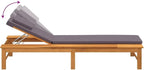 Sun Lounger with Dark Gray Cushion and Pillow Solid Wood Acaciatanning Chair Camping Chairs Patio Chairs Recliner chairSuitable for Gardens, courtyards