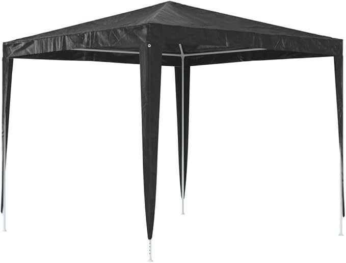 Party Tent Anthracite Polyethylene Steel Frame 8.2 x 8.2 ft Outdoor Shelter for Gatherings with Water-Resistant Canopy and Easy Assembly