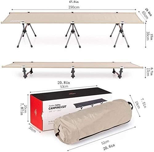 Portable Folding Adult Camping Cot, Adjustable Outdoor Recliner Chair with Sturdy Metal Frame and Oxford Fabric, Lightweight Lounger
