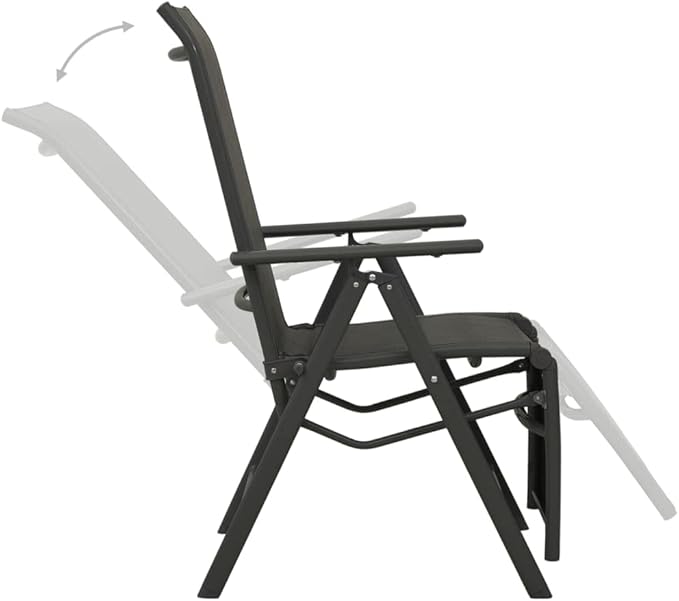 Reclining Patio Chairs ,Garden Chairs,Barbecue Chairs,Fishing Chairs,Coffee Chair,Bistro Chair,Camping Chair,Beach Chair,for Deck, poolside,Camping,Beach,Campsite,2pcs Textilene and Aluminum Black
