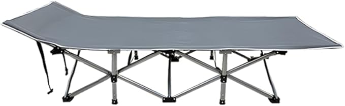 Adult Folding Camping Bed, Double-Layer Oxford Portable Folding Outdoor Camping with a Portable Bag, Suitable for Napping, Beach Trips. Pilates Bed (Gray-mattressed)