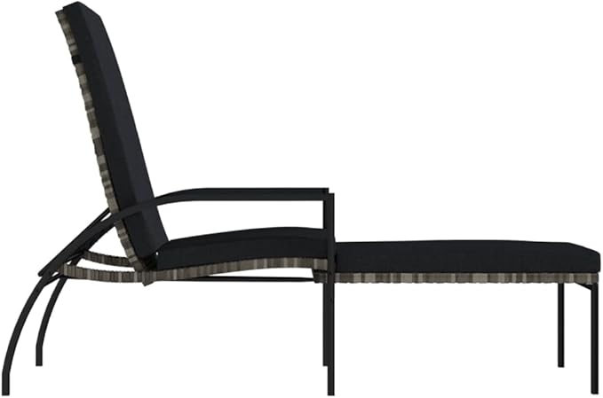 Camping Chairs Beach Chair Patio Furniture Outdoor Chairs Sun Lounger with Footrest PE Rattan Gray for Sunbathing, Camping, Pool, Beach, Patio