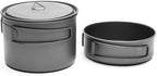 TOAKS Titanium Compact Cookset 2pcs – 800ml Pot and 400ml Pot with Lid，Seamless Nesting Design for Backpacking, Camping, and Outdoor Cooking