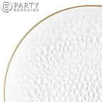 PARTY BARGAINS 13-Inch Charger Plates - 48 Pack, Hammered Clear Gold Rim, Heavy-Duty Disposable Chargers for Elegant Dining - Ideal for Weddings and Formal Events