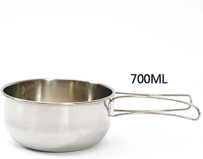 JSEIAJB Outdoor Camping 304 Stainless Steel Folding Bowl Portable Cookware Picnic Tableware 500Ml/700Ml Bowl with Folding Handle