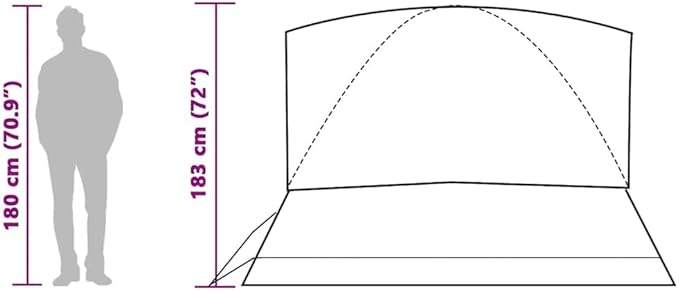 vidaXL Family Tent Dome 6-Person White Blackout Fabric Waterproof
