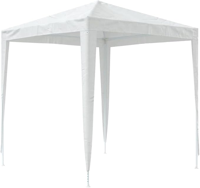 White Polyethylene Party Tent with Iron Frame, 2x2 Meter Outdoor Canopy for Events, Water-Resistant and UV-Resistant, Easy Assembly Shelter for Gatherings
