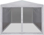 Pemberly Row 9.8' x 9.8' Party Tent, White PE Roof, Heavy-Duty Steel Frame, UV & Water Proof, 4 Mesh Sidewalls with Zipped Entrance, Outdoor Canopy for Events, Weddings, BBQs, Festivals