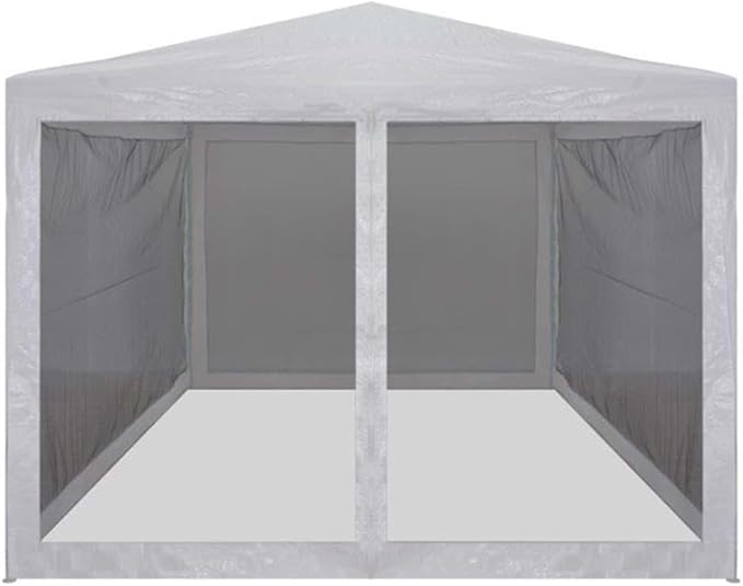 Pemberly Row 9.8' x 9.8' Party Tent, White PE Roof, Heavy-Duty Steel Frame, UV & Water Proof, 4 Mesh Sidewalls with Zipped Entrance, Outdoor Canopy for Events, Weddings, BBQs, Festivals