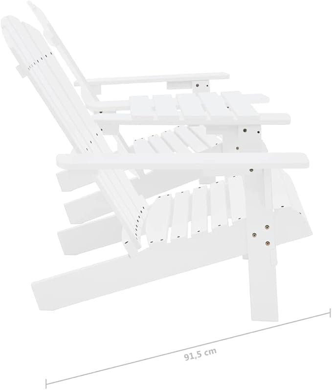 Patio Adirondack Chairs with Tea Table,Garden Chair,Leisure Chair,Bistro Chair,Leisure Chair,Camping Chair,Outdoor Chairs,Conversation Chair,for Patio,Balcony,Party, Solid Wood Fir White