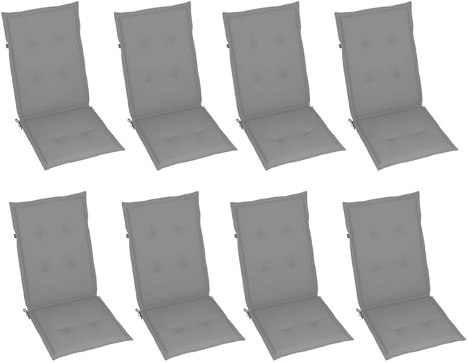 Patio Reclining Chairs with Cushions,Camp Chair,Barbecue Chairs,Fishing Chairs,Bistro Chair,Coffee Chair,Patio Funiture,for Dining Room,Living Room,Study Room,Garden,8 pcs Gray Acacia Wood