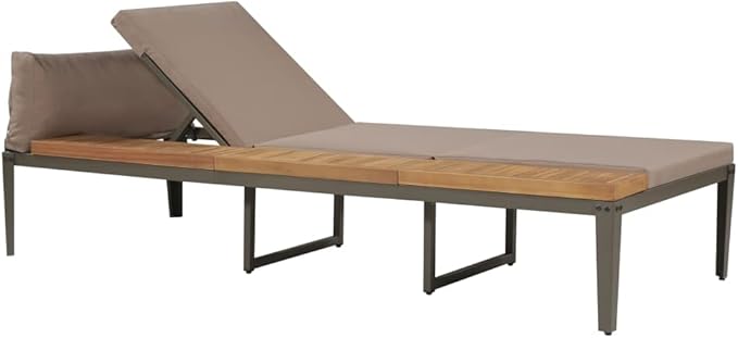 Outdoor Chairs Camping Chairs Patio Furniture Beach Chair Sun Lounger with Cushions Solid Acacia Wood Brown for Patio, Poolside