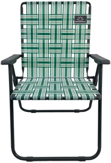 MOUNTAIN SUMMIT GEAR Retro Webbed Camping Chair - Lightweight, Foldable, Durable Steel Frame, 300lb Capacity, Vintage Stripes by Caddis Sports (4, Sage Green)