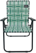 MOUNTAIN SUMMIT GEAR Retro Webbed Camping Chair - Lightweight, Foldable, Durable Steel Frame, 300lb Capacity, Vintage Stripes by Caddis Sports (2, Sage Green)