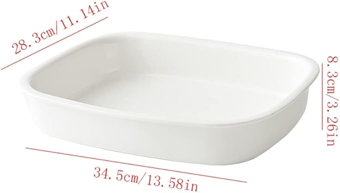 Camping Plates Serving Tray Large Tray Steak Plate White Ceramic Rectangular Baking Dish Bowl Home Baking Oven Dish Restaurant Tableware Decorative Plate