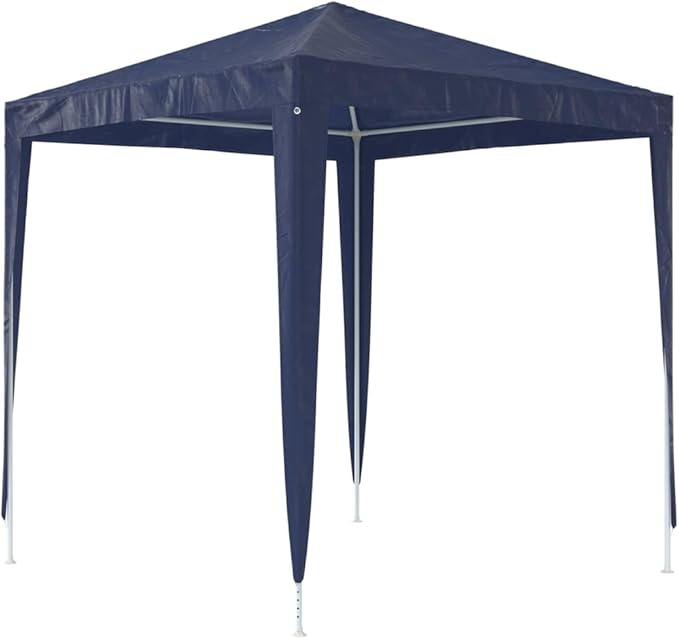 Blue Polyethylene Party Tent 6.6 x 6.6 ft Outdoor Canopy for Summer Events and Weddings with UV-Resistant Waterproof Cover and Sturdy Iron Frame