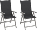 Patio Reclining Chairs,Camp Chair,Barbecue Chairs,Fishing Chairs,Bistro Chair,Coffee Chair,Patio Funiture,for Dining Room,Living Room,Study Room,Garden,2 pcs with Cushions Solid Acacia Wood