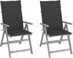 Patio Reclining Chairs,Camp Chair,Barbecue Chairs,Fishing Chairs,Bistro Chair,Coffee Chair,Patio Funiture,for Dining Room,Living Room,Study Room,Garden,2 pcs with Cushions Solid Acacia Wood