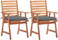 Patio Dining Chairs,Bistro Chair,Camping Chair,Armchair,Outdoor Chairs,Beach Chair,Fishing Chairs,Barbecue Chairs,for Deck, poolside,Camping,Beach,Campsite, 2 pcs with Cushions Solid Acacia Wood