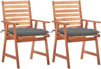 Patio Dining Chairs,Bistro Chair,Camping Chair,Armchair,Outdoor Chairs,Beach Chair,Fishing Chairs,Barbecue Chairs,for Deck, poolside,Camping,Beach,Campsite, 2 pcs with Cushions Solid Acacia Wood