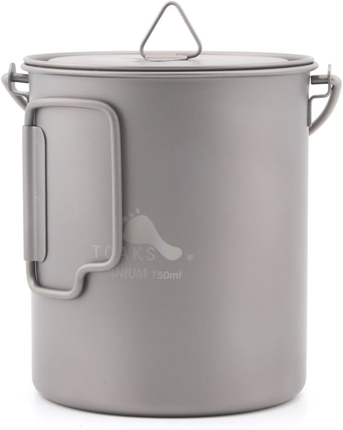 TOAKS Titanium 750ml Pot with Bail Handle for Ultralight Camping, Backpacking Cookware and Mug