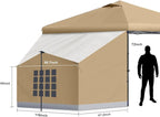KAMPKEEPER Side Tent,Camping Tent for 10' x 10' Pop Up Canopy, Easy Set Up Gazebo,Compatible with 10' Wide Canopy Tents (Khaki)