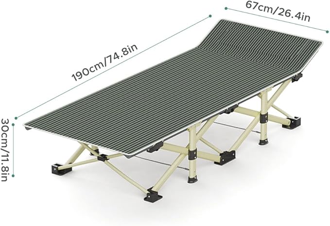 CHICIRIS Folding Camping Cots Portable Sleeping Cot Lightweight Camping Beds for Outdoor Living Rooms, Steel Navy Blue 190 * 67 * 30cm (Silver Grey)