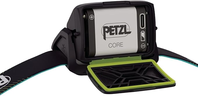 PETZL ACTIK CORE Headlamp - Powerful, Rechargeable 650 Lumen Light with Red Lighting for Hiking, Climbing, and Camping - Green