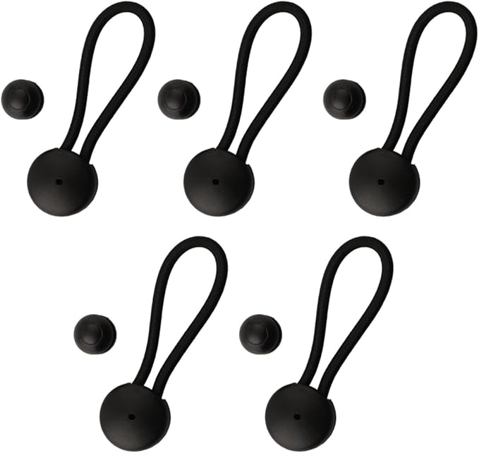 5 Pack Shock Cord Fastener Bungee Cord Clips With Adjustable Knob For Tent Boat Cover Canvas Marine Truck RV Trailer Accessories Nylon Rubber Material 13Cm Stretch Length(black)
