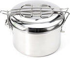 JSEIAJB Stainless Steel Lunch Box Outdoor Cooking Pots Foldable Handle Camping Cookware Bento Food Container Picnic Tableware