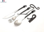 Nautical-Mart Medieval Five-Piece Cutlery Set (Hand Forged Dinning Set, Carbon Steel, 5 Pieces, 1 Set, Vintage Style)
