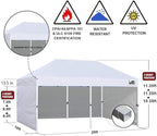 Eurmax USA 10'x20' Pop-up Canopy Tent Commercial Instant Canopies with 4 Removable Zipper End Side Walls and Roller Bag, Bonus 6 SandBags(Khaki)