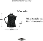 Granite Ware Coffee Boiler, 3-Quart - Stovetop or Campfire Coffee Pot, Durable Enameled Steel for Rapid Heat Absorption, Energy Efficient Design for Outdoor Adventures (Speckled Black)