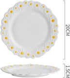 Camping Plates Ceramic Dinner Plate Embossed Dinner Plate Restaurant Western Food Plate Home Kitchen Dessert Plate Tableware Decorative Plate(20cm)
