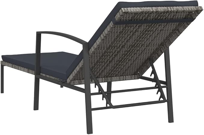 Patio Furniture Beach Chair Camping Chairs Outdoor Chairs Patio Sun Lounger with Cushion Poly Rattan Gray for Sunbathing, Camping, Pool, Beach, Patio