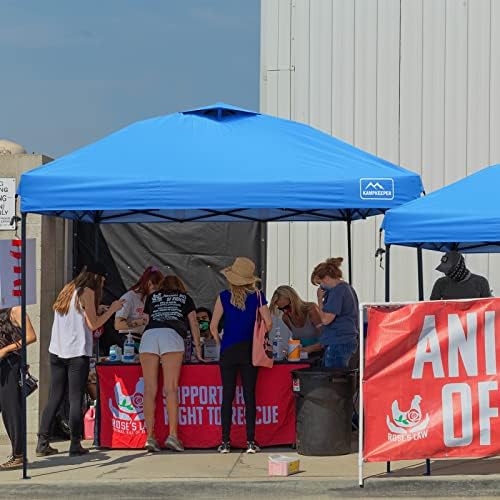 KAMPKEEPER 10x10 Pop Up Commercial Canopy Tent - Waterproof & Portable Outdoor Shade with Adjustable Legs, Air Vent, Carry Bag & Sandbags (Light Blue)