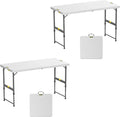 FanttikOutdoor Folding Table 4 Foot, Effortless Quick Adjustable Height Foldable Small Card Table, Fixing Lock, Stable for Party Dining Events Picnic Indoor Outdoor Camping, 2-Pack, Zeta X4 Pro White