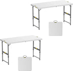FanttikOutdoor Folding Table 4 Foot, Effortless Quick Adjustable Height Foldable Small Card Table, Fixing Lock, Stable for Party Dining Events Picnic Indoor Outdoor Camping, 2-Pack, Zeta X4 Pro White
