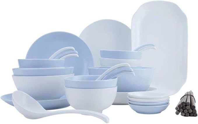 GaRcan Dinner Set,37 Pieces Dinnerware Set Blue and White Porcelain Tableware Combination with Dinner Plate Bowl Fish Plate and Chopsticks