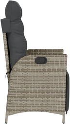 Reclining Patio Chair with Footrest Gray Poly Rattan Porch Chairs Camping Chairs Patio Chairs Living Room Chairs for Dining Patio Bedroom Outdoor