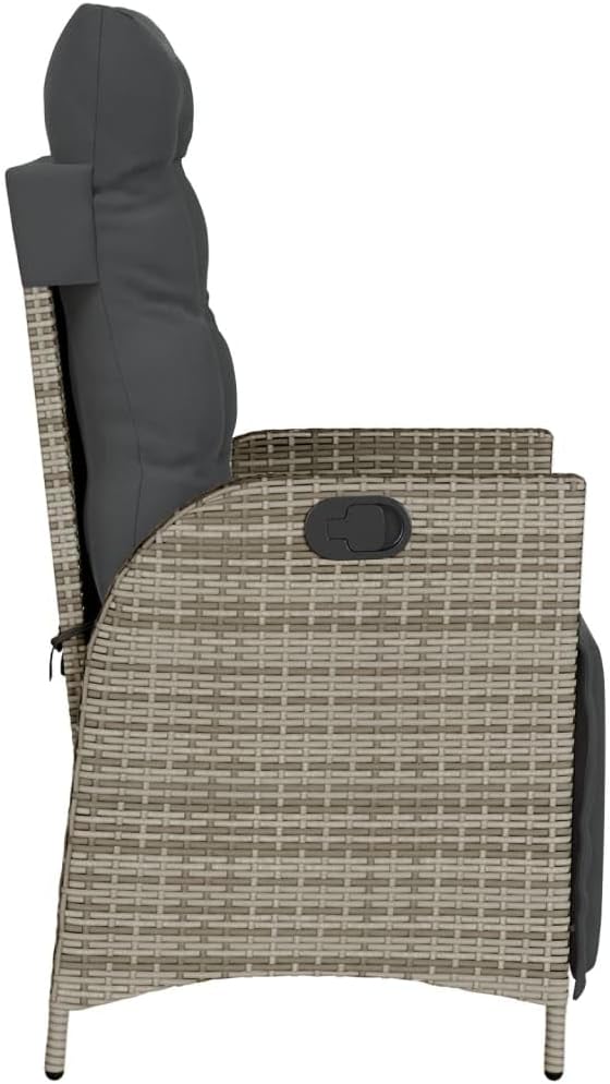 Reclining Patio Chair with Footrest Gray Poly Rattan Porch Chairs Camping Chairs Patio Chairs Living Room Chairs for Dining Patio Bedroom Outdoor