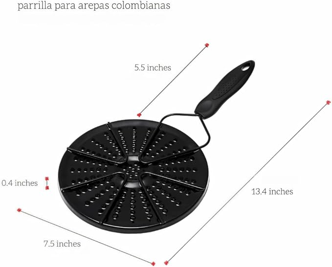 7.5 Inch Colombian Budare Arepa Grill - Stovetop & Gas Stove Compatible, Perforated Design for Crispy Arepas/Tostadas/Flatbreads, Durable Arepera for Indoor/Outdoor Camping