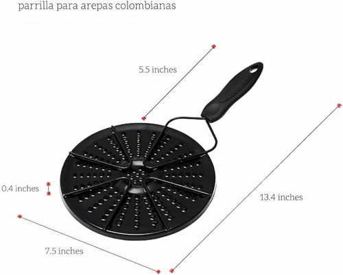 7.5 Inch Colombian Budare Arepa Grill - Stovetop & Gas Stove Compatible, Perforated Design for Crispy Arepas/Tostadas/Flatbreads, Durable Arepera for Indoor/Outdoor Camping