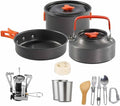 Camping Cookware Kit Outdoor Aluminum Cooking Set Water Kettle Pan Pot Travelling Hiking Picnic BBQ Tableware Equipment Camping