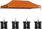 Eurmax USA 10x20 Pop Up Canopy Replacement Canopy Tent Top Cover, Instant Canopy Top Cover ONLY, Choose 30 Colors,Bonus 4PC Pack Weight Bag (10x20,Pumpkin Yellow)