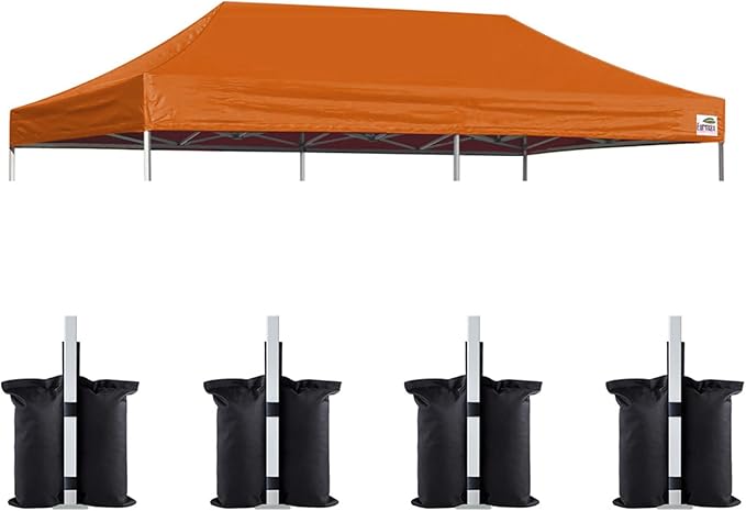 Eurmax USA 10x20 Pop Up Canopy Replacement Canopy Tent Top Cover, Instant Canopy Top Cover ONLY, Choose 30 Colors,Bonus 4PC Pack Weight Bag (10x20,Pumpkin Yellow)