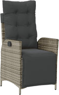 Reclining Patio Chair with Footrest Gray Poly Rattan Porch Chairs Camping Chairs Patio Chairs Living Room Chairs for Dining Patio Bedroom Outdoor