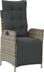 Reclining Patio Chairs 2 pcs with Footrest Gray Poly Rattan Porch Chairs Camping Chairs Patio Chairs Living Room Chairs for Dining Patio Bedroom Outdoor