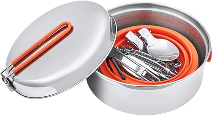 Camping Cookware Outdoor Pot Set Portable Camping Cooker Stainless Steel Picnic Tableware Outdoor Picnic